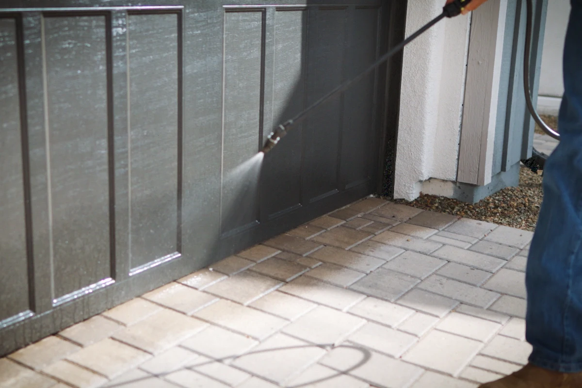 Professional pest control technician treating a home for pests using eco-friendly methods.